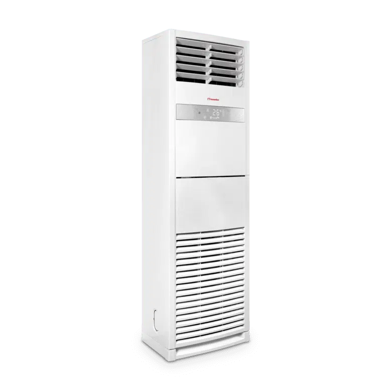 Aer condiționat coloană Inventor 60000 BTU – vedere spate cu conexiuni și evacuare